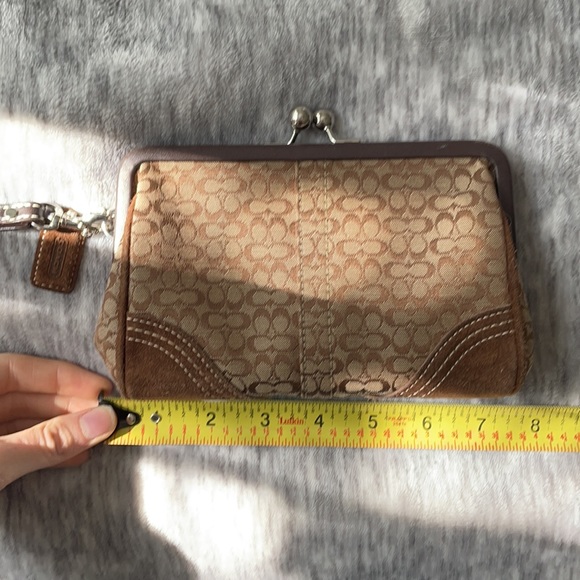 Coach Brown Leather Monogram Coin Purse - Picture 6 of 7